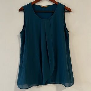 NWOT McKol Teal Layered Blouse